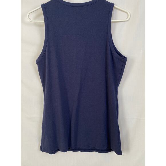 Woman’s 2XL navy tank shirt w gold snaps - a cotton spandex blend - Picture 5 of 9